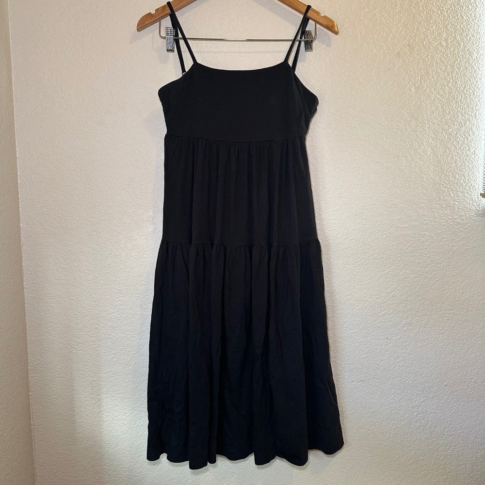 J. Crew Womens XXS Dress Tank Tie Back Tiered Black Flowy Adjustable Beach Boho